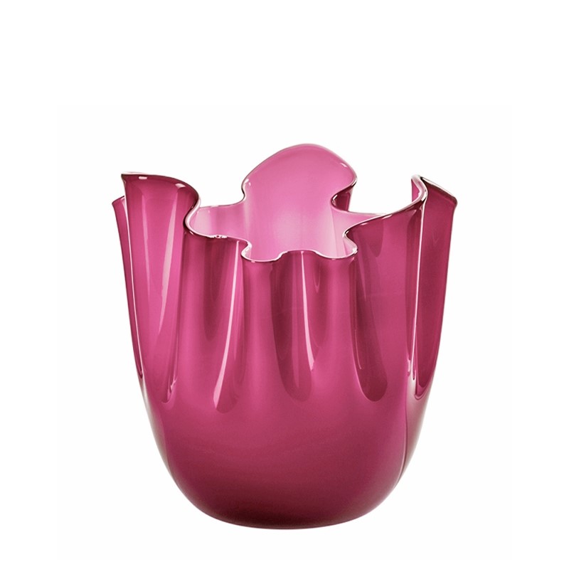 C9E8EA0A7E0BDEF39C5C5E627359CADD_8028770270814-VEFO370002000O0BLJ-Vaso-medio-Fazzoletto-Opalino-magenta-e-lattimo-Venini-zanoletti-1 Vaso medio Fazzoletto Opalino magenta e lattimo Venini - immagine 1