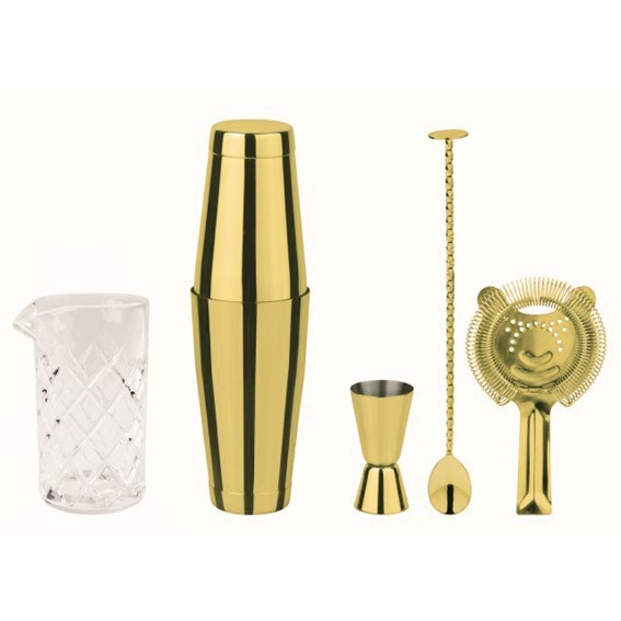 C0F51279CB4D0CFAC8617C502ADFAABE_set-5-crystal-gold Set Crystal 5 pz Gold inox collezione Mixology di Paderno - immagine 1