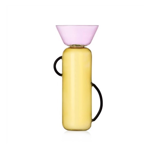 DB0739AA24024CC5600D6585FBC550AC_8032397061984-Vaso-Gelee-in-vetro-fatto-a-mano-color-Viola-e-Smoke-petrolio-di-Ichendorf-zanoletti Vaso grande Gelée in vetro fatto a mano color Rosa e Giallo di Ichendorf - immagine 1