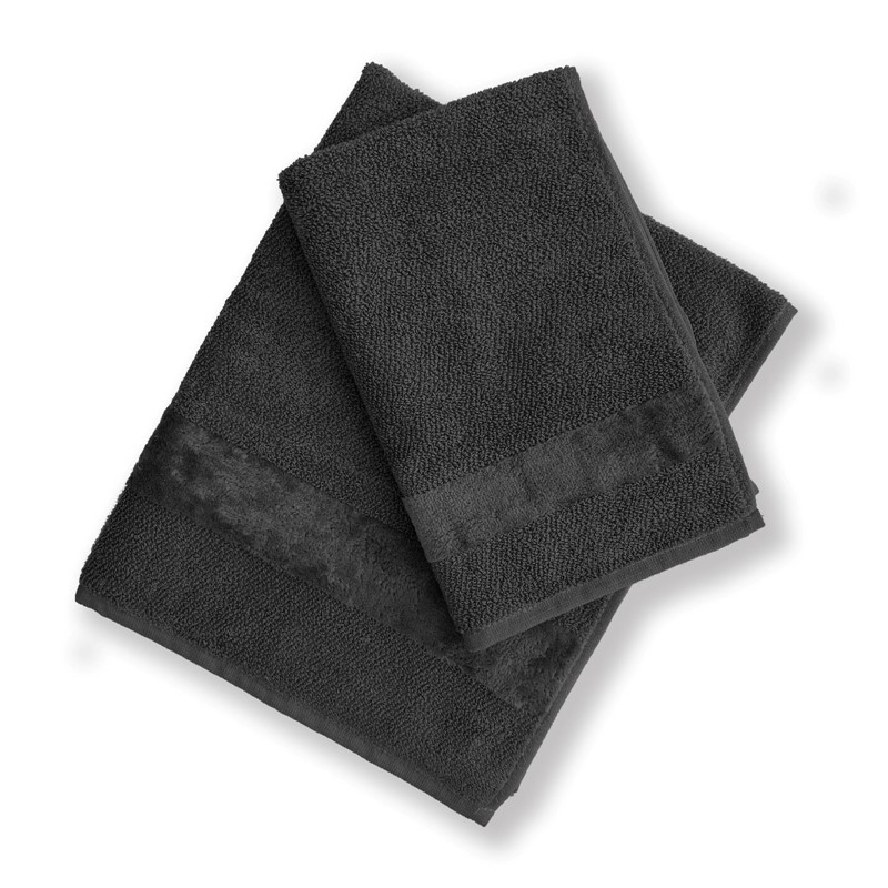 E58C78CACC6760D90D18145CB6618676_8015317388095-Coppia-di-Asciugamani-Nero-100-Cotone-misura-40x55-e-60x100-di-Mirabello-zanoletti-1 Tappeto Fyber Morellino 100% Cotone 58x115 di Mirabello - immagine 1