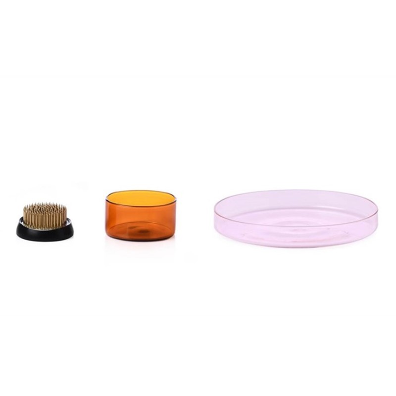 AA6F71433F95AC0776F1C9285BD9476C_Kenzan-Set-per-fiori-Vassoi-rosa-arancione-con-Flower-Frog-di-Ichendorf Kenzan Set per fiori Vassoi rosa & ambra con Flower Frog di Ichendorf - immagine 1