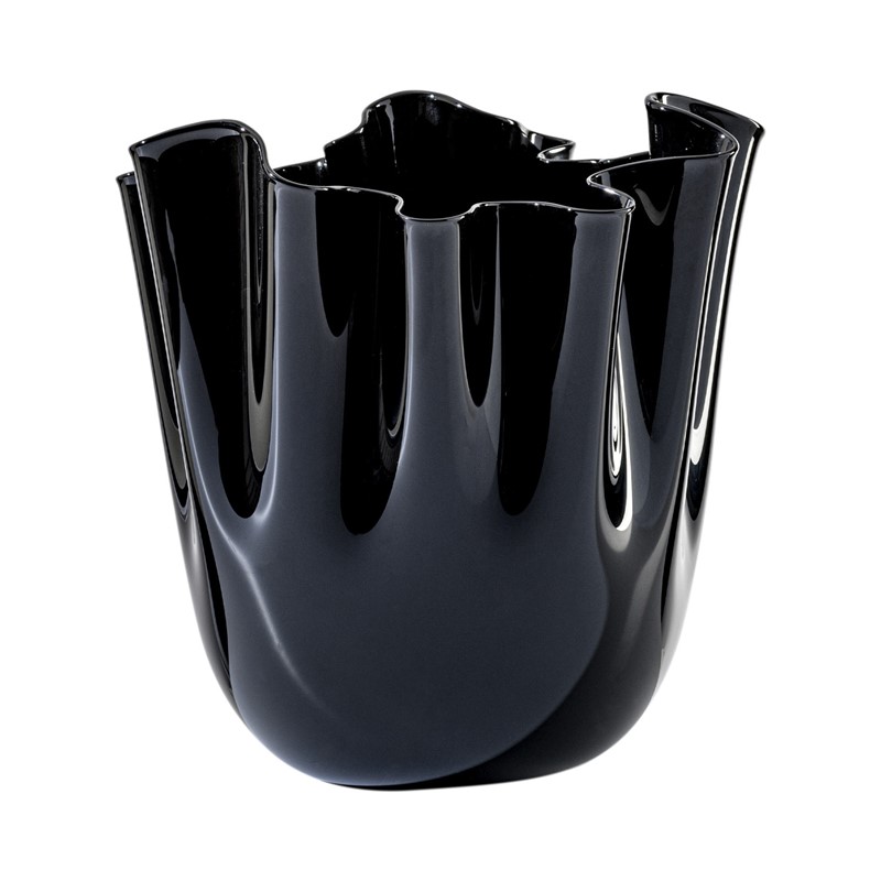 173E00A38F2C046C120FE7433DC28E5B_8028770066349-FO370002000O0O-Vaso-medio-Fazzoletto-Opalino-nero-Venini-zanoletti-1 Vaso medio Fazzoletto Opalino nero Venini - immagine 1