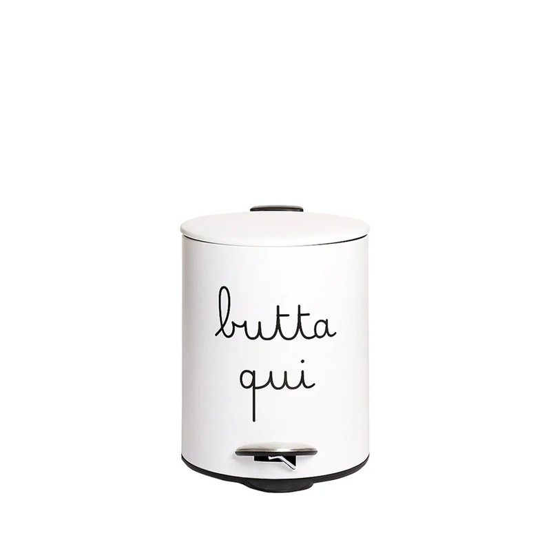 AD54C58FF53B13A2A10BBEA1F22F6845_8056284701968-Pattumiera-Bianca-Butta-qui-di-Simple-Day-Zanoletti-1 Pattumiera 5 litri Bianca Butta qui di Simple Day - immagine 1
