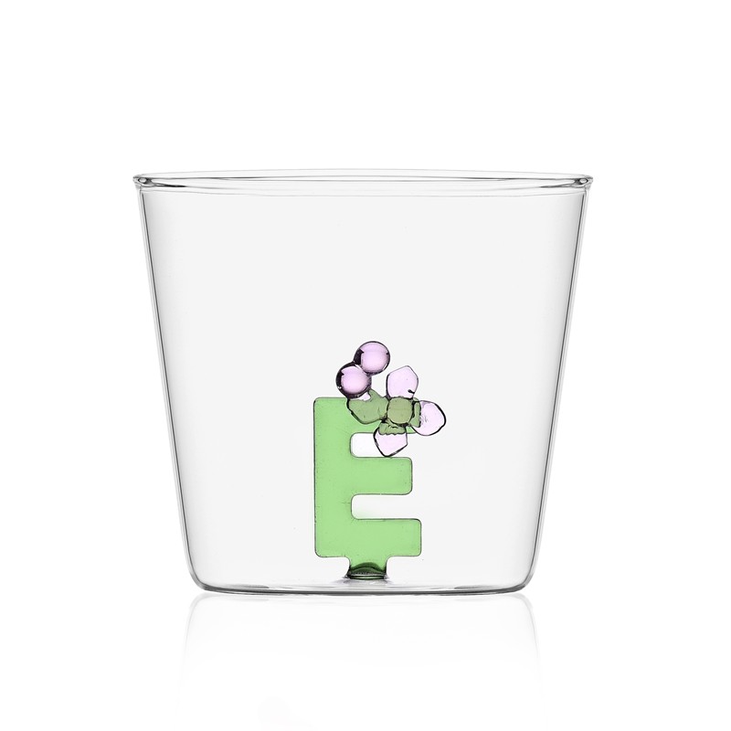 3D8687146DCAFF4F306824C5DB220113_8032397048923-Tumbler_Alfabeto_Fiorito_Greenwood_in_Vetro_Soffiato_lettera_E_di_Ichendorf-zanoletti Tumbler Alfabeto Fiorito Greenwood in Vetro Soffiato lettera E di Ichendorf - immagine 1