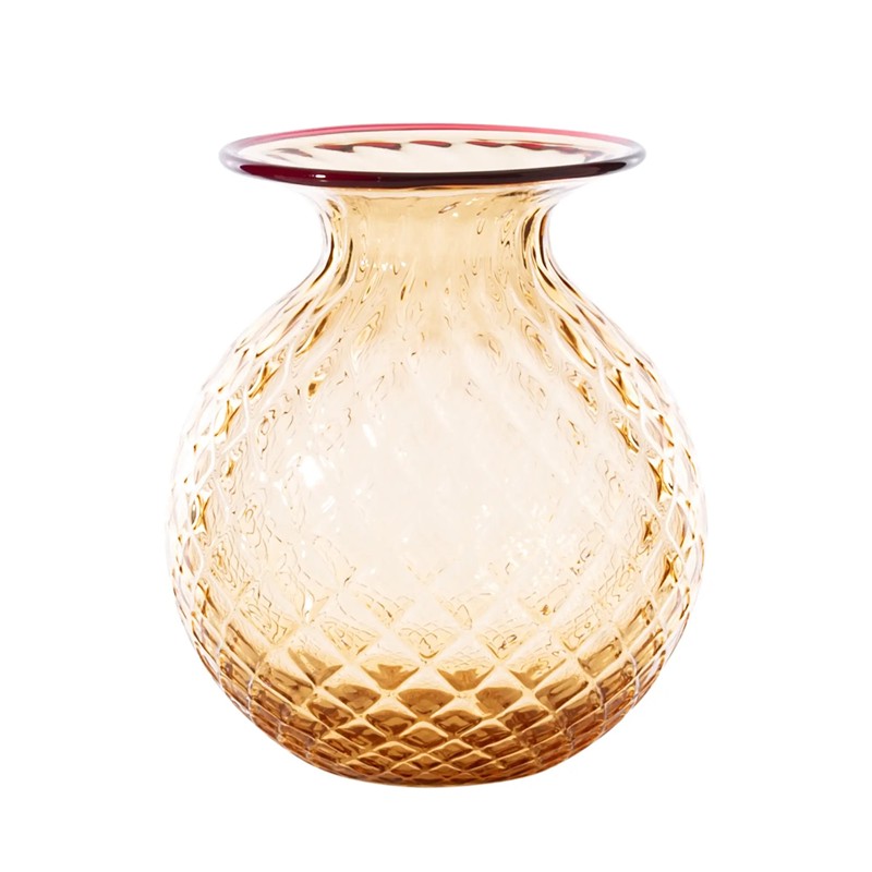 4C300DBEC74EA7AD725517D7C06856A6_8028770319315-Vaso_Grande_Monofiore_Balloton_Pesca_Filo_Rosso_di_Venini-Zanoletti Vaso Piccolo Balloton Pesca Filo Rosso di Venini - immagine 1