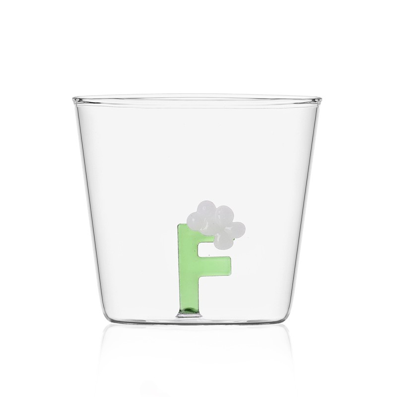 Tumbler Alfabeto Fiorito Greenwood in Vetro Soffiato lettera F di Ichendorf - immagine 1