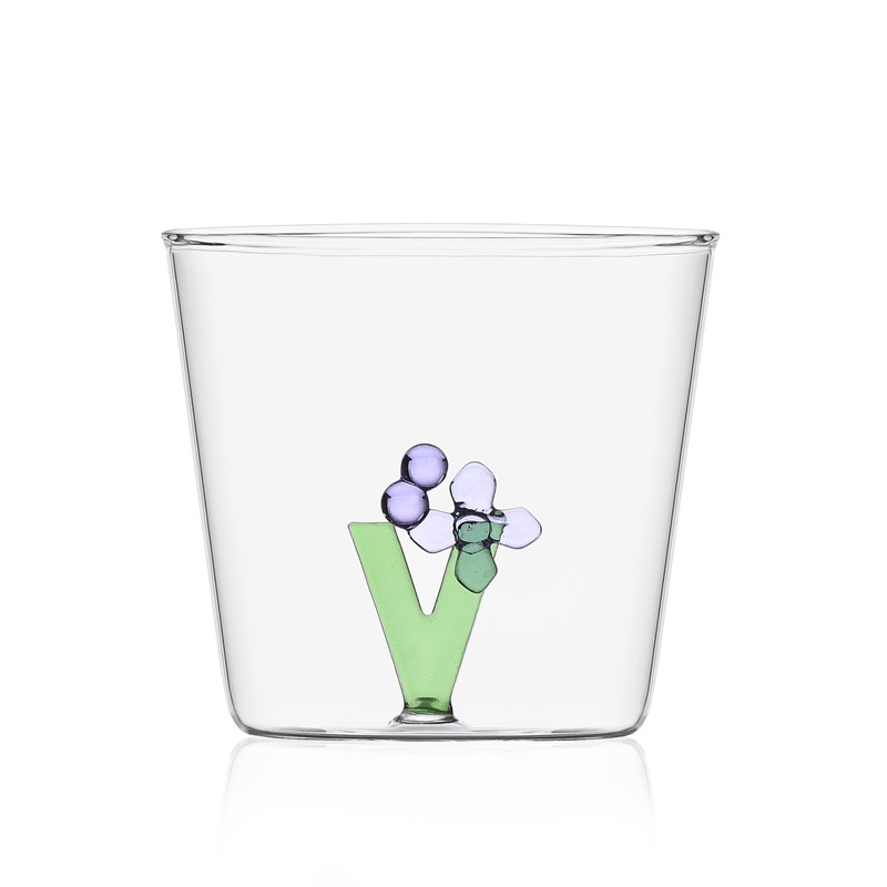 871FB36A23577C26DDA8C9BD32838BB9_8032397049098-Tumbler_Alfabeto_Fiorito_Greenwood_in_Vetro_Soffiato_lettera_V_di_Ichendorf-zanoletti Tumbler Alfabeto Fiorito Greenwood in Vetro Soffiato lettera V di Ichendorf - immagine 1