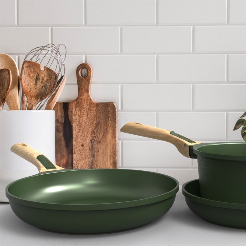 Set Cocotte Verde con Casseruola e due Padelle di Cookut - immagine 2