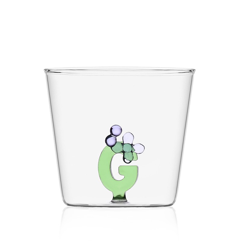 9BDE0A9FEA1933CAFD63CE1F50D8B0ED_8032397048947-Tumbler_Alfabeto_Fiorito_Greenwood_in_Vetro_Soffiato_lettera_G_di_Ichendorf-zanoletti Tumbler Alfabeto Fiorito Greenwood in Vetro Soffiato lettera G di Ichendorf - immagine 1