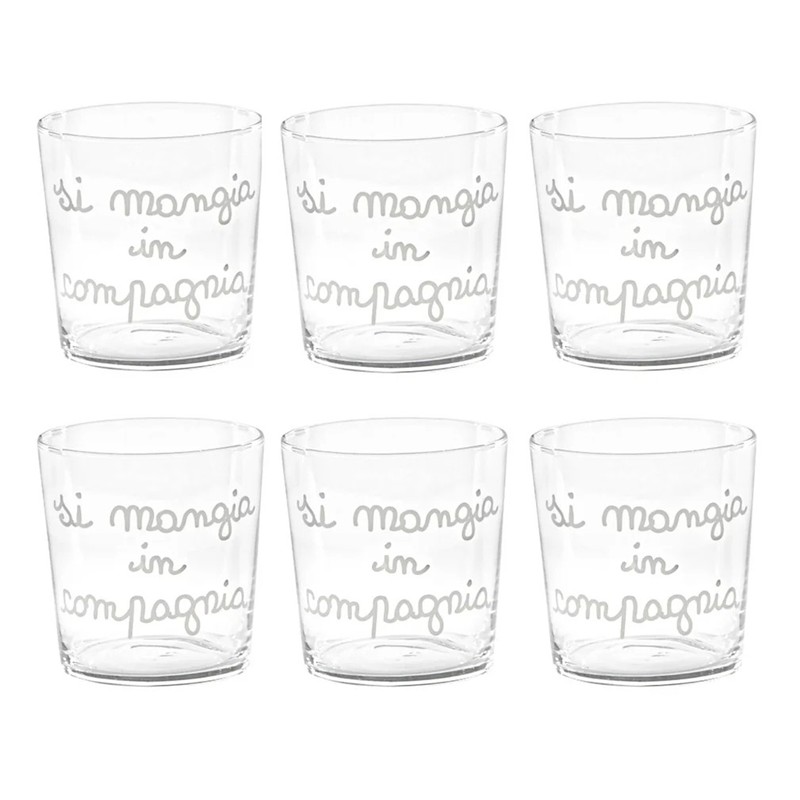 Set 6 Bicchieri Si mangia bene in compagnia di Simple Day - immagine 2