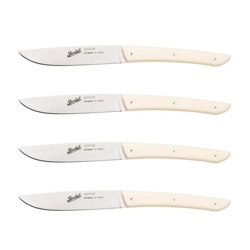 Set 4 Coltelli da bistecca crema con lama acciaio liscia di Berkel - immagine 1