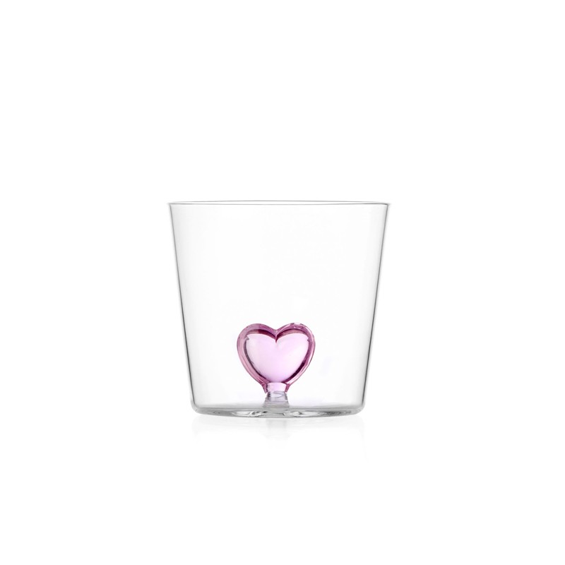 59C7D3CA1350C555D0A1E82E6B574CD3_09352392_CUOREpink_heart Tumbler in Vetro Soffiato Cuore Rosa di Ichendorf - immagine 1