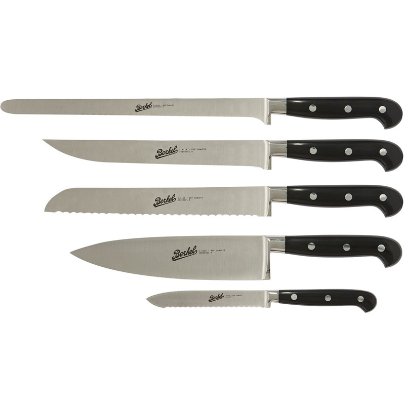 737984DE4613D48F5701F242B1491C32_8049033656619-KAD5CS00SRBGB-Set_di_5_coltelli_Chef_neri_con_lama_acciaio_Inox_Adhoc_di_Berkel-zanoletti-1 Set di 5 coltelli Chef neri con lama acciaio Inox Adhoc di Berkel - immagine 1
