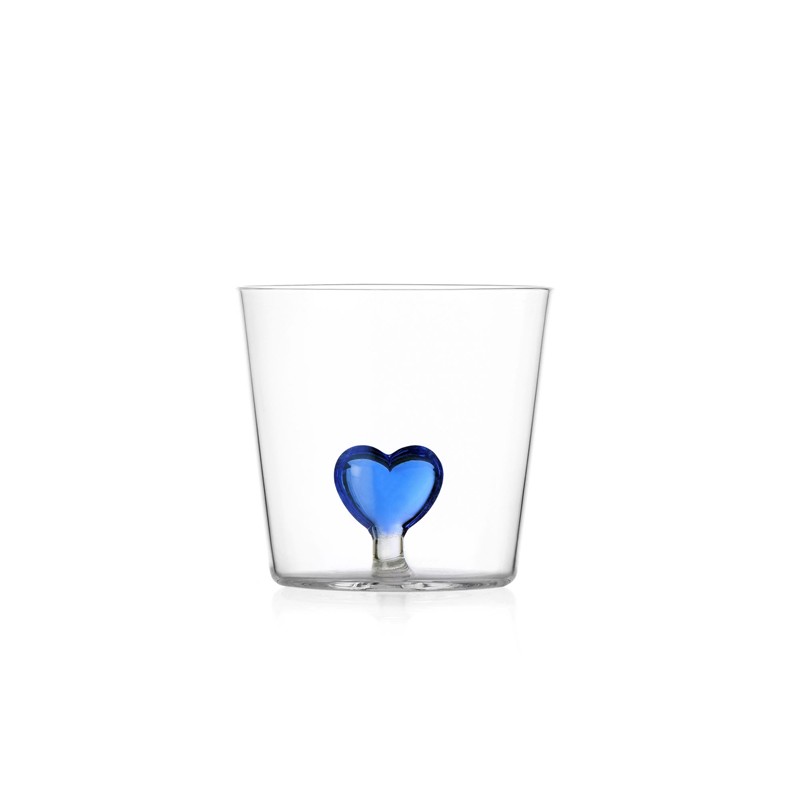 9FA0619932CDB380EE58AD2A28CFC633_09352393_CUOREblue_heart Tumbler in Vetro Soffiato Cuore Blu di Ichendorf - immagine 1